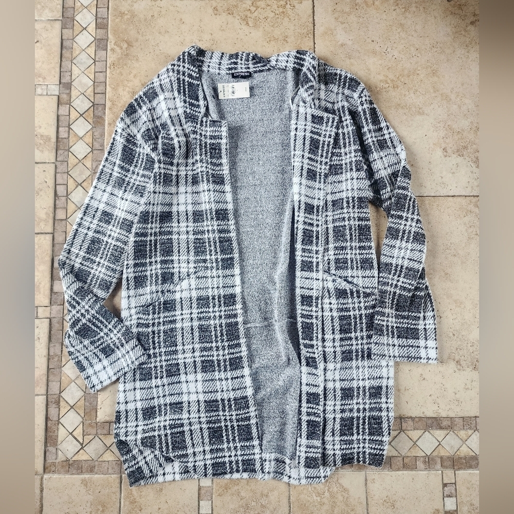 Express Black and White Plaid Women's Cardigan
